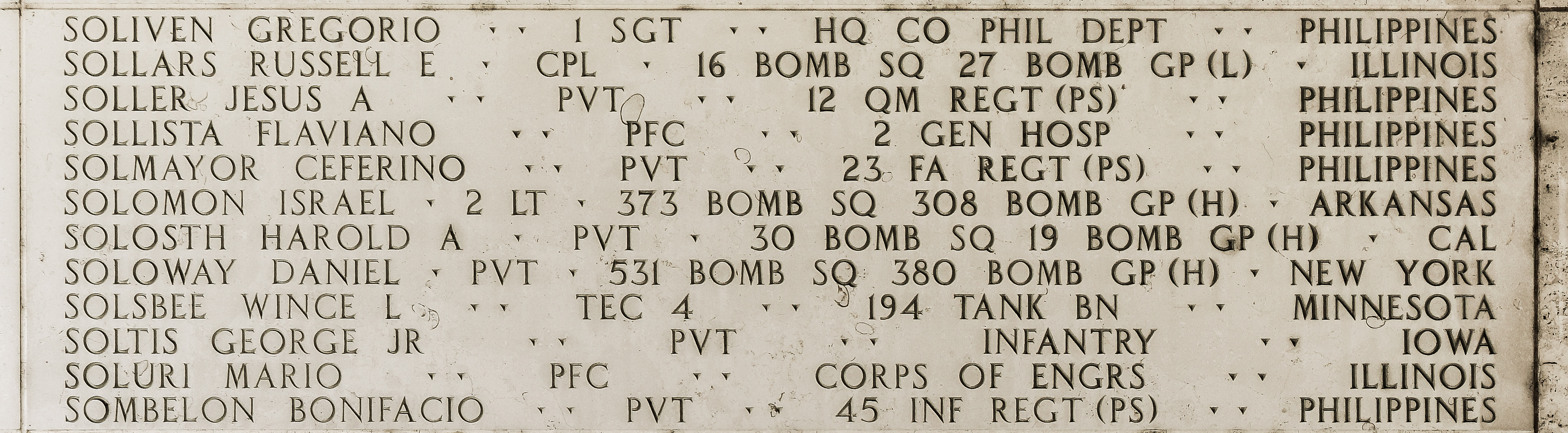 Flaviano  Sollista, Private First Class